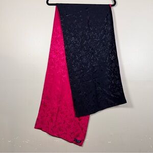 Vintage GOBI 100% Pure Silk Neck Scarf Pink Black Two Tone Asian Inspired ~63x14